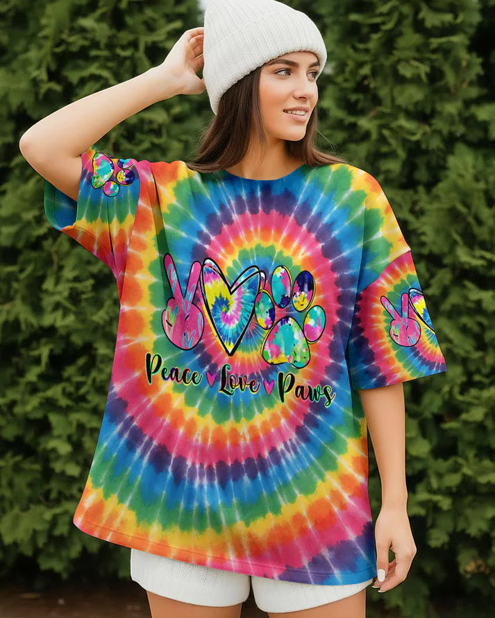 Peace Love Paws Rainbow Swirl Hoodie Sweatshirt T-Shirt