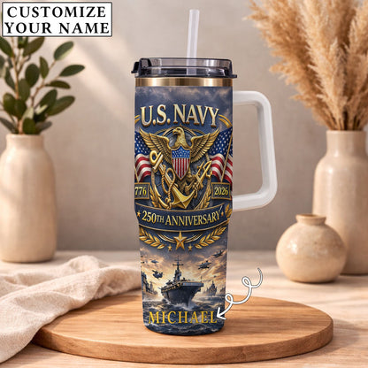 USA 250th Anniversary U.S. Navy - Custom Name 40oz Tumbler