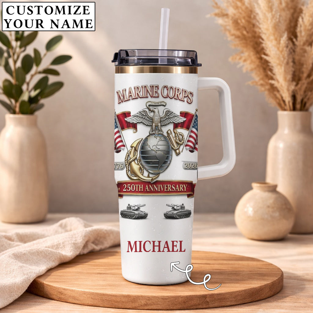 USA 250th Anniversary Marine Corp - Custom Name 40oz Tumbler