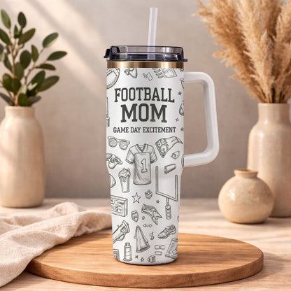 Football Mom Game Day Excitement - Personalized 40oz Tumbler