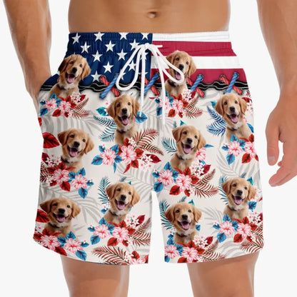 Custom Photo Enjoy Summer - Dog & Cat Personalized Custom Tropical Hawaiian Aloha Men Beach Shorts