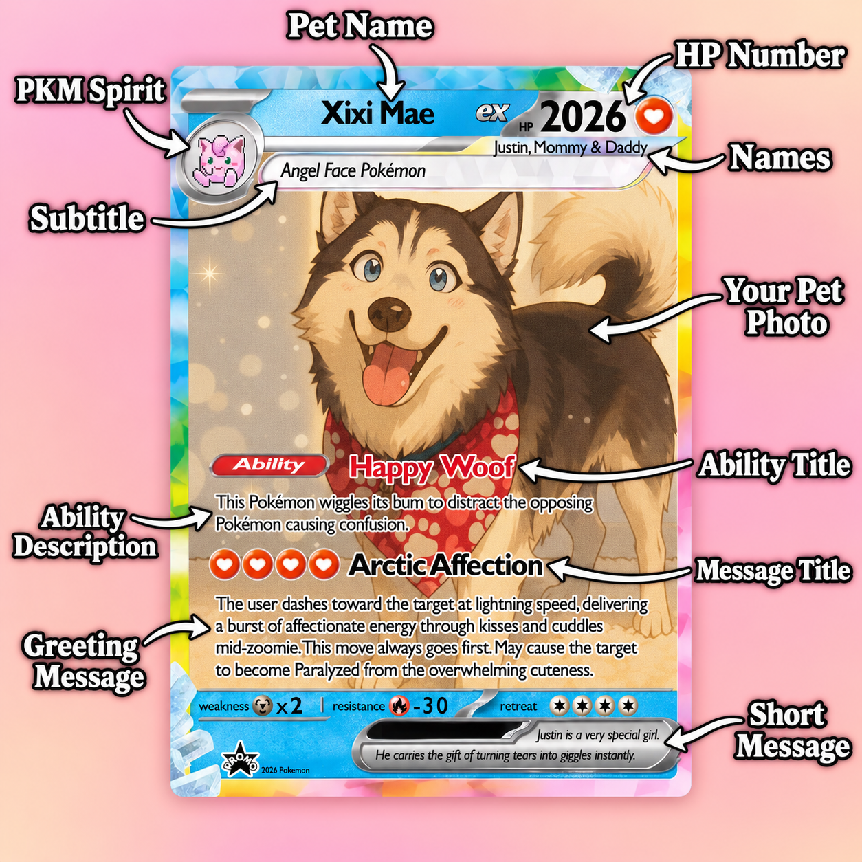 Personalized Pet Dog Cat Trading Card Extended Art Fleece Blanket – Custom Photo, Name & Details