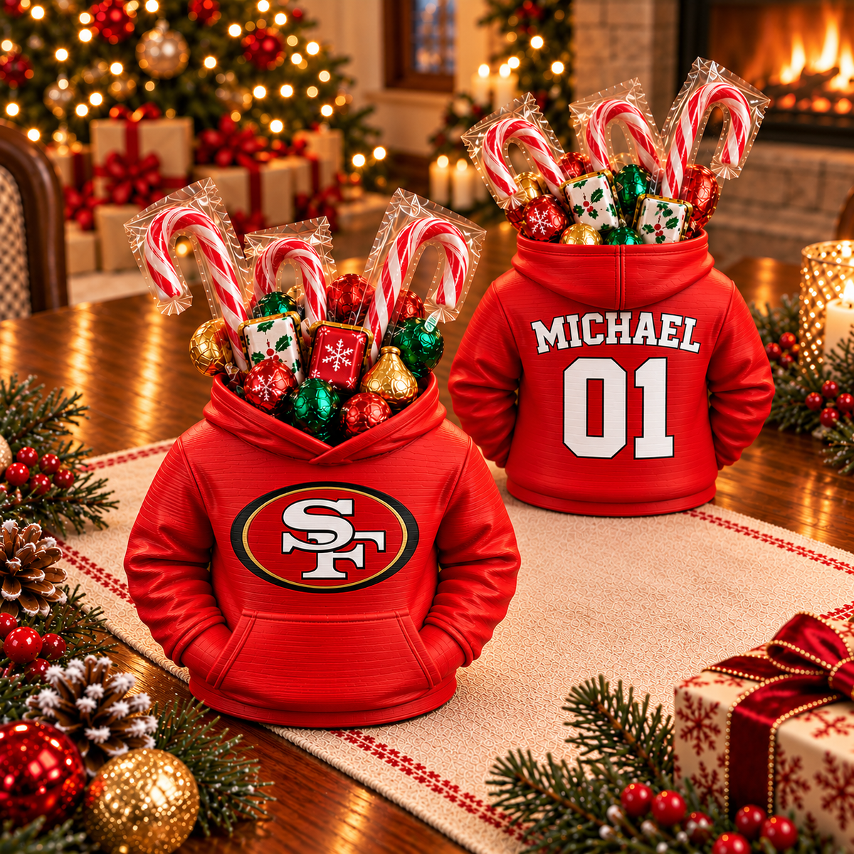 San Francisco 49ers Personalized Hoodie Candy & Pen Holder – Custom Name & Number, 3D-Printed PLA