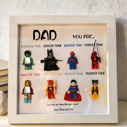 Personalized Superhero Minifigure Frame Best Dad Gift