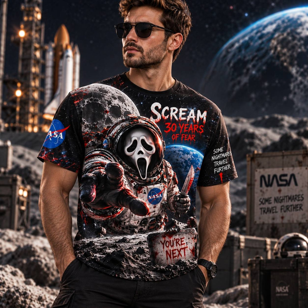 Halloween Scream Out Space AOP T-Shirt Sweatshirt Hoodie