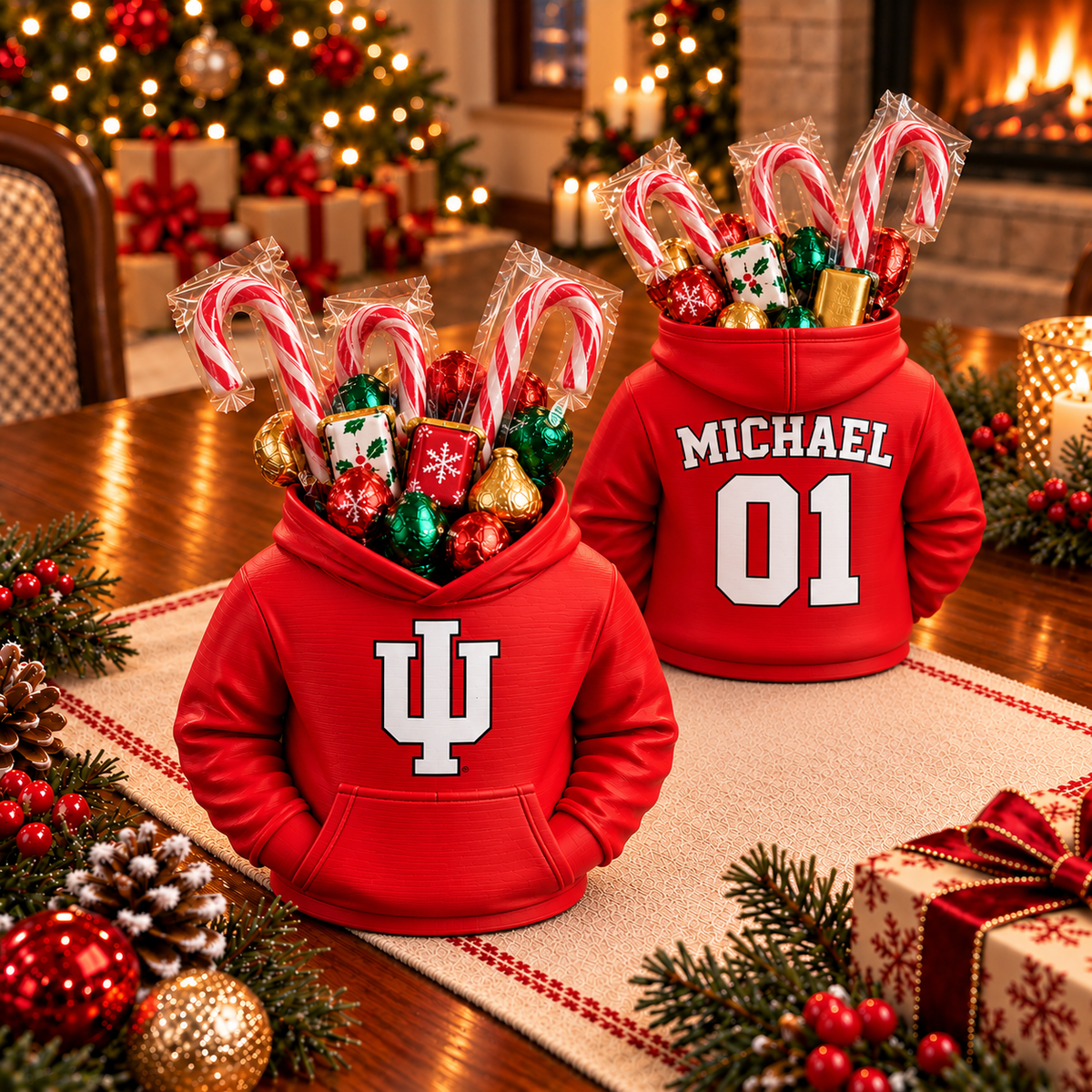 Indiana Hoosiers Personalized Hoodie Candy & Pen Holder – Custom Name & Number, 3D-Printed PLA