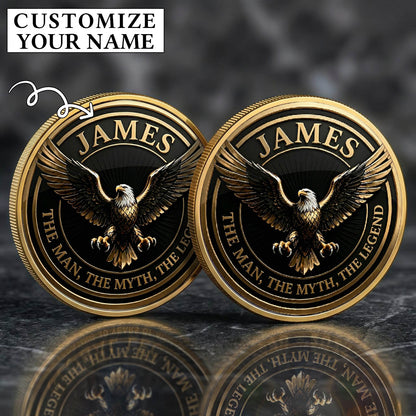 250th Anniversary Eagle The Man The Myth The Legend Custom Name Printed Commemorative Coin