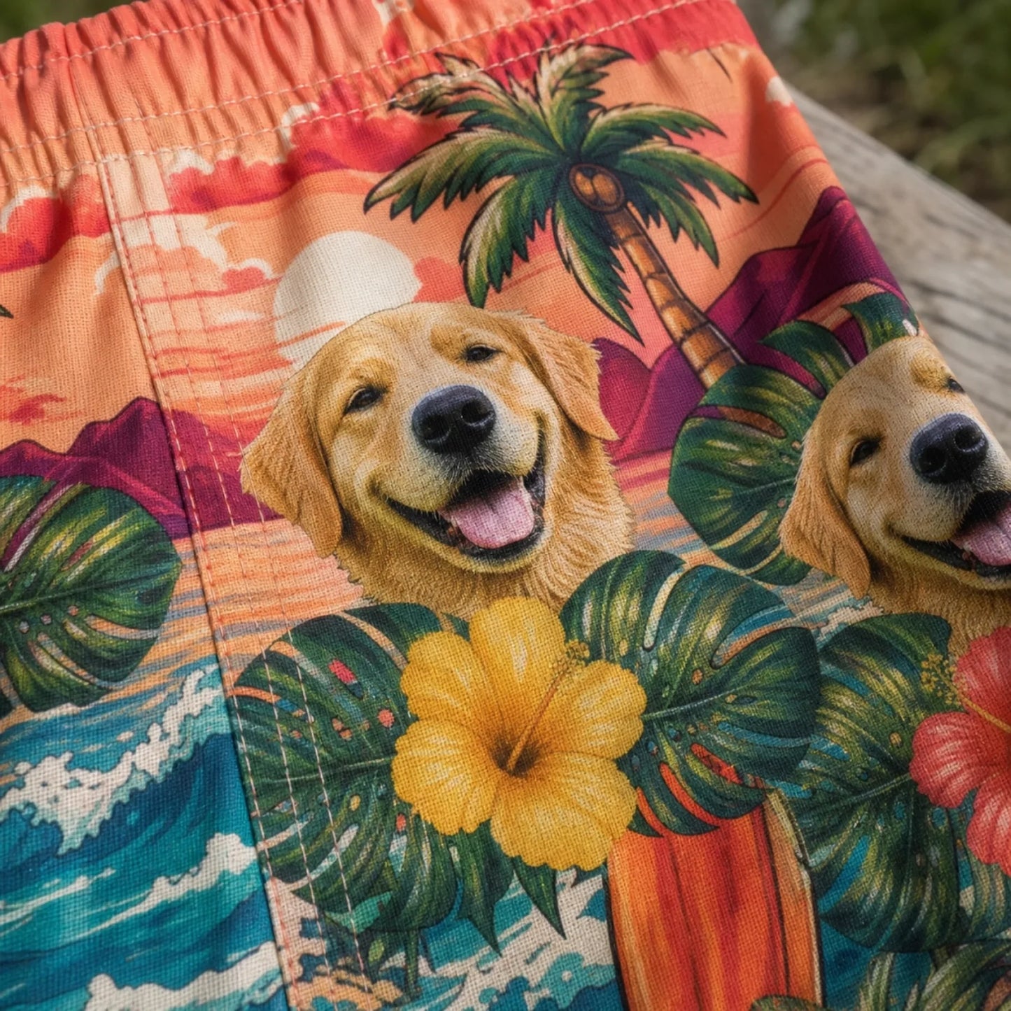 Custom Photo Funny Caricature Tropical Hawaiian Aloha Men Beach Shorts - Personalized Summer Vacation And Travel Gifts For Dog Cat Lovers, Dog Dad And Mom, Cat Owners