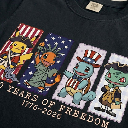 Pokemon 250 Years of Freedom 1776–2026 Patriotic Printed Graphic Quarter-Zip Sweatshirt, Hoodie Sweatshirt T-Shirt