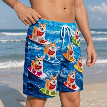 Custom Photo Tropical Hawaiian Aloha Men Beach Shorts - Personalized Summer Vacation And Travel Gifts For Dog Cat Lovers, Dog Dad And Mom, Cat Owners