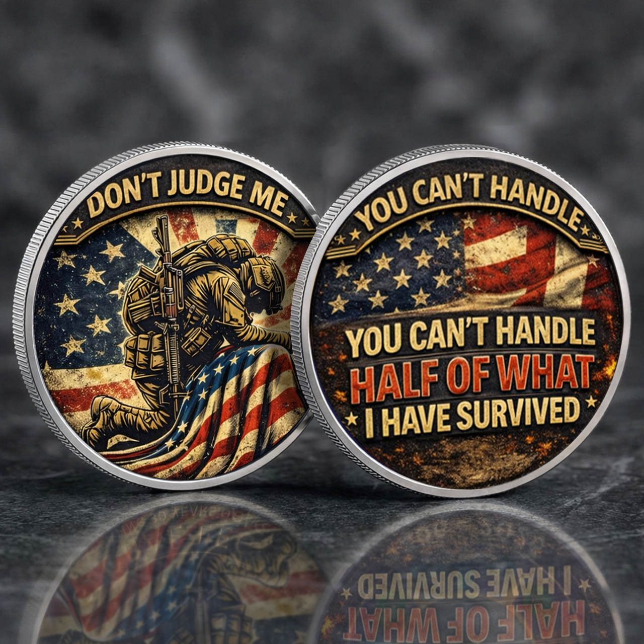 You Can't Handle Half Of What I Have Survived Printed Commemorative Coin With Pocket Hug Leather Keychain