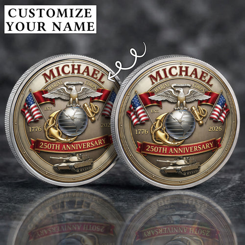 USA 250th Anniversary U.S. Marin Corps- Custom Name Printed Commemorative Coin