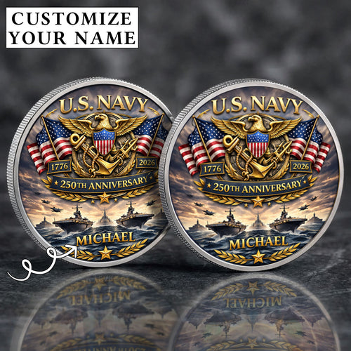 USA 250th Anniversary U.S. Navy - Custom Name Printed Commemorative Coin