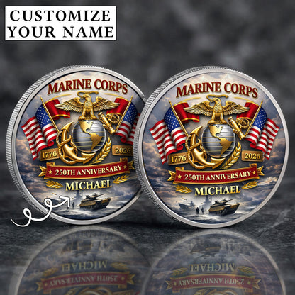 USA 250th Anniversary U.S. Marine Corps - Custom Name Printed Commemorative Coin