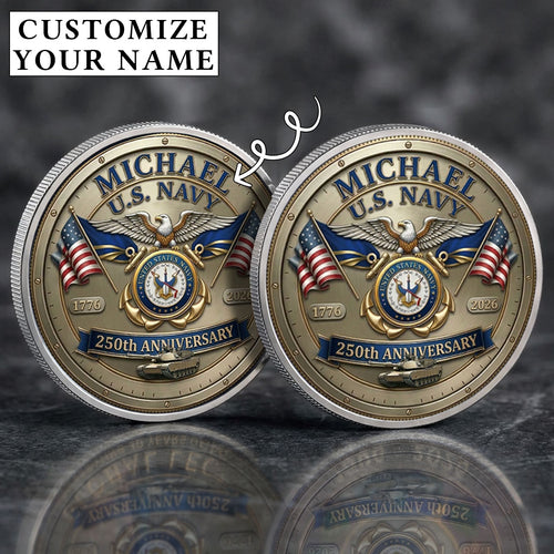 USA 250th Anniversary U.S. Navy - Custom Name Printed Commemorative Coin