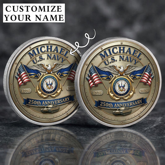 USA 250th Anniversary U.S. Navy - Custom Name Printed Commemorative Coin