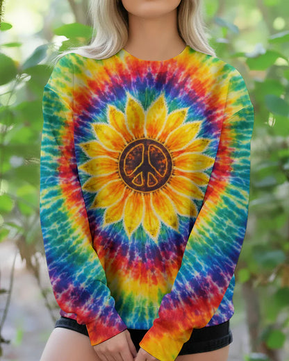 Sunflower Swirl Tie Dye Printed Hoodie Sweatshirt T-Shirt