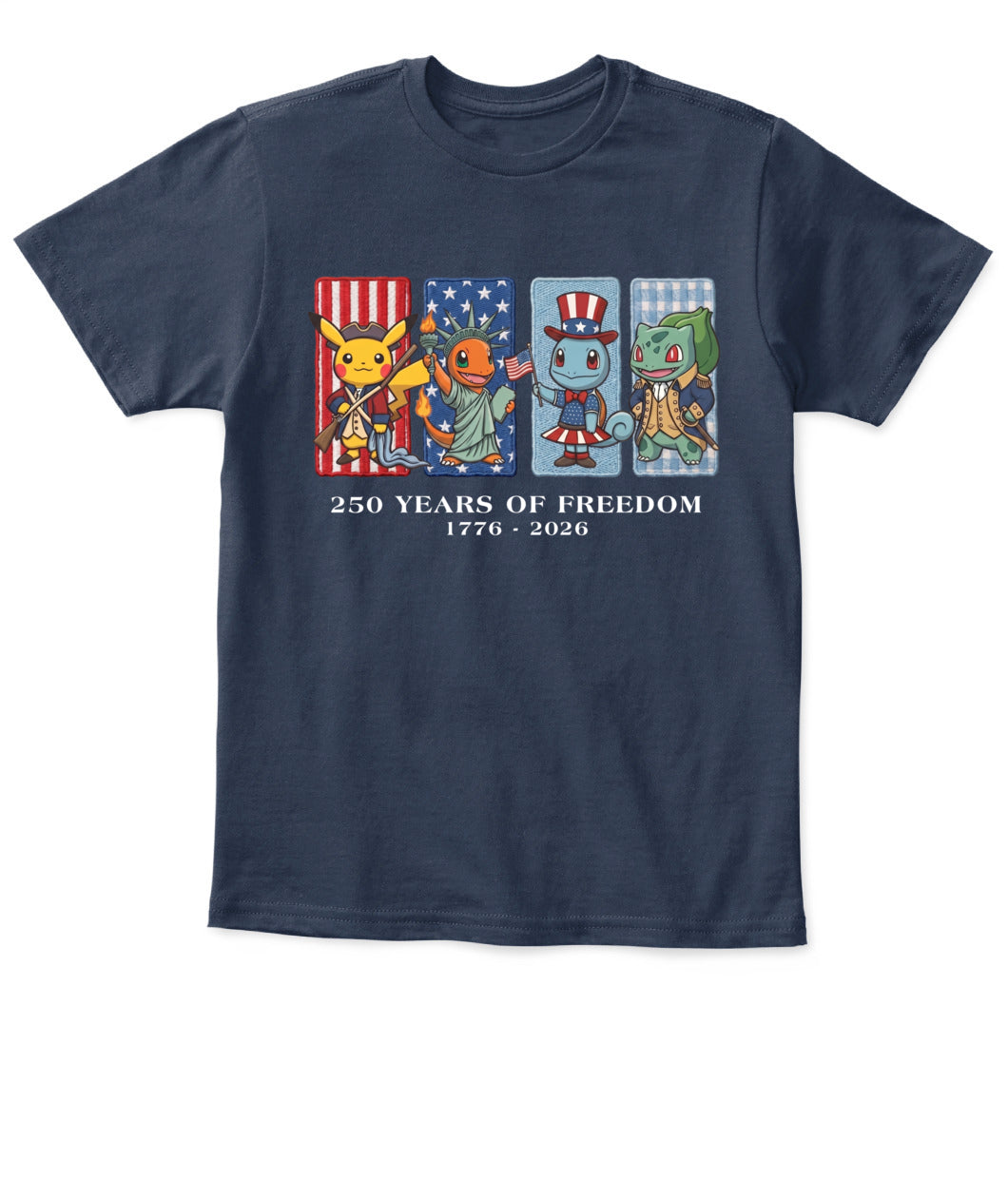Pokemon 250 Years of Freedom 1776–2026 Patriotic Printed Graphic Quarter-Zip Sweatshirt, Hoodie Sweatshirt T-Shirt