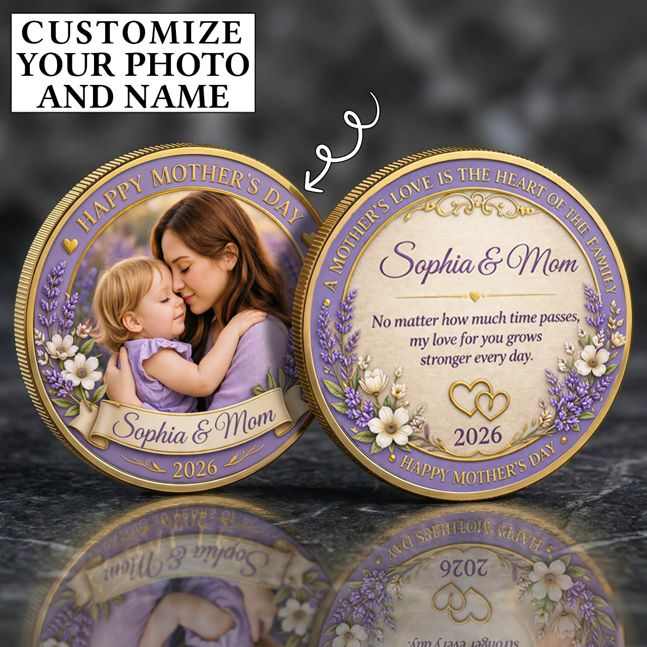 Mother's Day Mother's Love Is A Heart Of The Family Printed Commemorative Coin