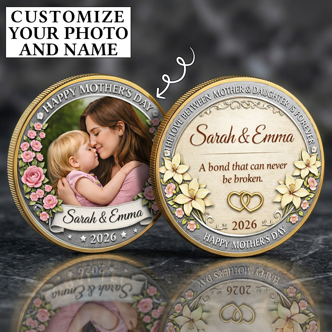 Mother's Day The Love Between Mother & Daughter Printed Commemorative Coin