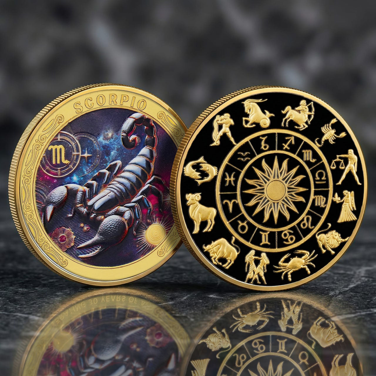 Tarot Zodiac Scorpio Sign Printed Commemorative Coin