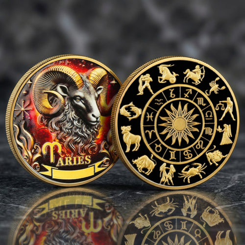 Tarot Zodiac Aries Sign Printed Commemorative Coin