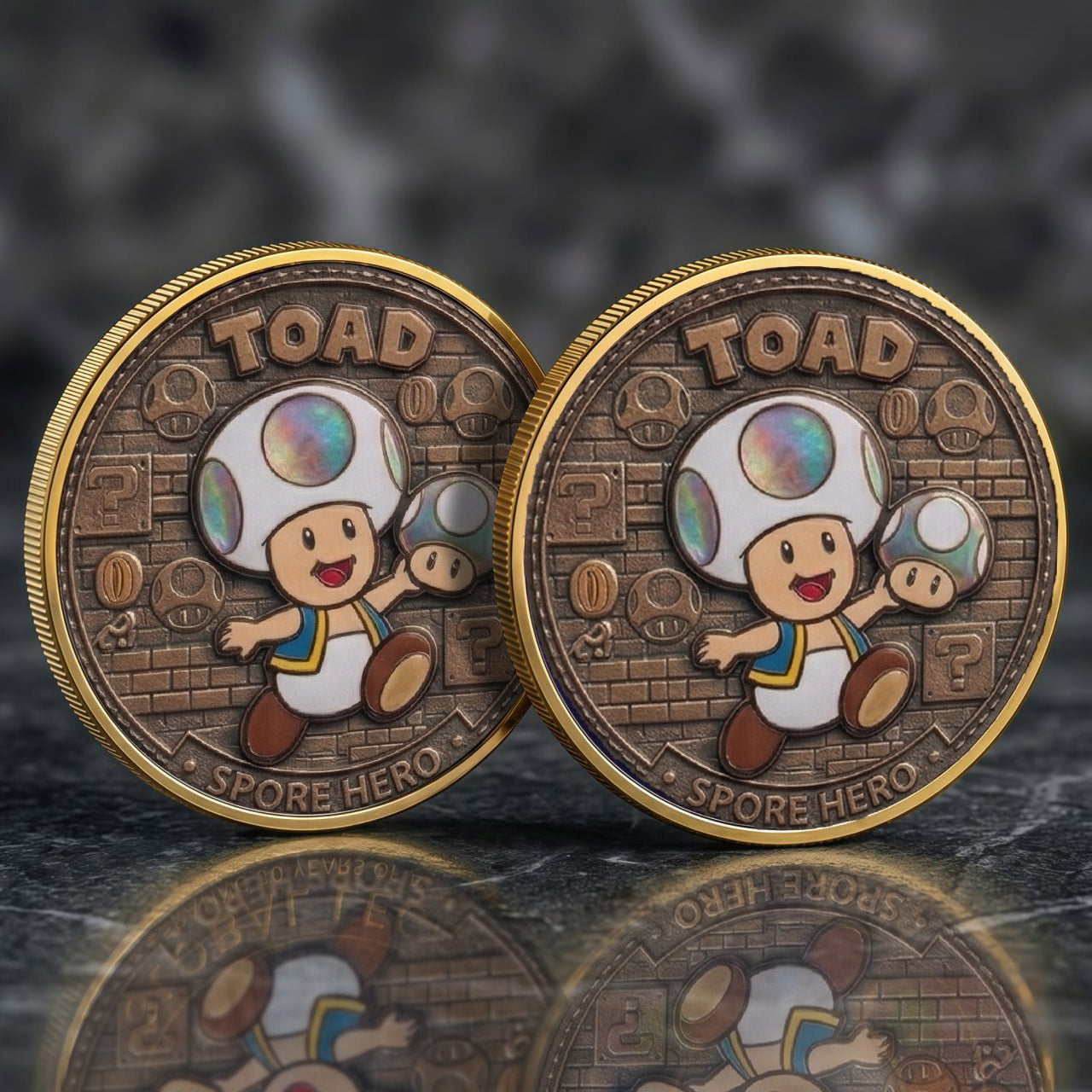 Toad Spore Hero Mario Printed Commemorative Coin