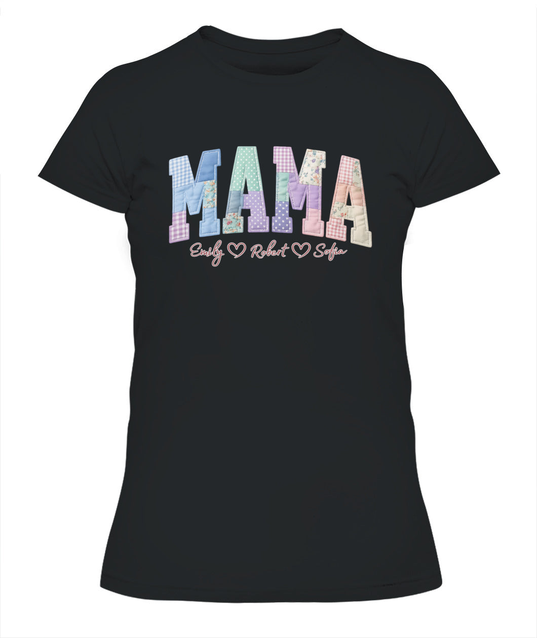 Personalized Mama Gigi Grandma Custom  Faux 3D Patchwork T-Shirt Sweatshirt