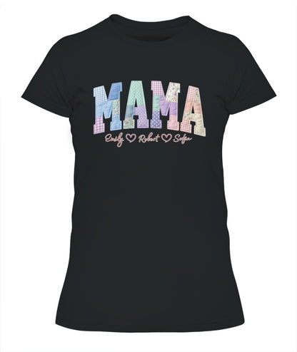Personalized Mama Gigi Grandma Custom  Faux 3D Patchwork T-Shirt Sweatshirt