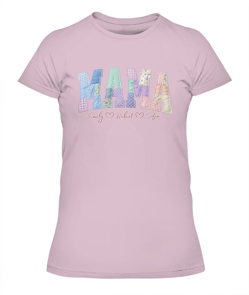 Personalized Mama Gigi Grandma Custom  Faux 3D Patchwork T-Shirt Sweatshirt