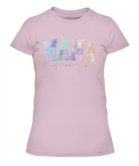 Personalized Mama Gigi Grandma Custom  Faux 3D Patchwork T-Shirt Sweatshirt