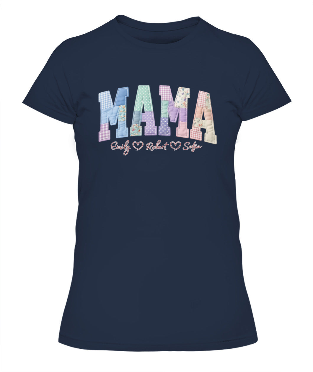 Personalized Mama Gigi Grandma Custom  Faux 3D Patchwork T-Shirt Sweatshirt
