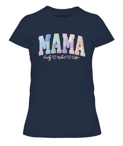 Personalized Mama Gigi Grandma Custom  Faux 3D Patchwork T-Shirt Sweatshirt