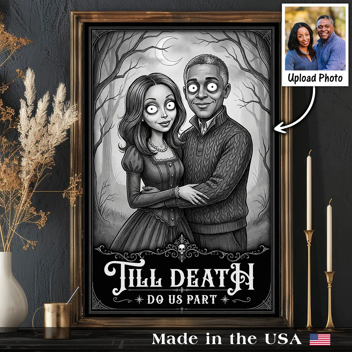 Till Death Do Us Part Custom Couple Photo - Personalized Poster - Halloween Gift, Halloween Decor For Couple