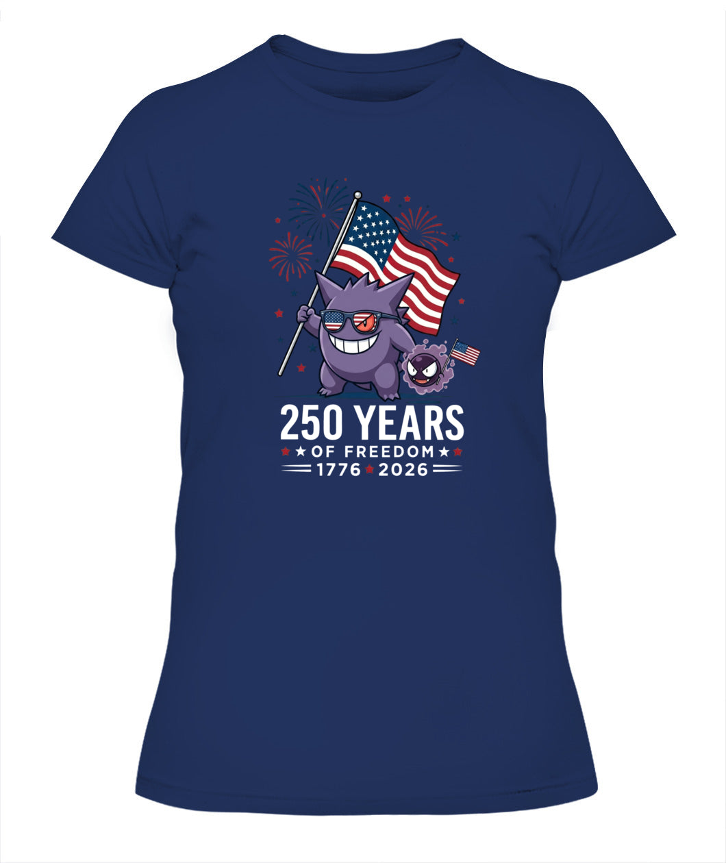 Gengar Gastly 250 Years of Freedom 1776–2026 Patriotic Printed Graphic Hoodie Sweatshirt T-Shirt