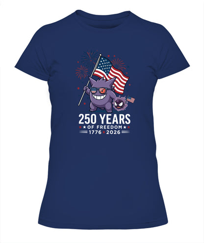 Gengar Gastly 250 Years of Freedom 1776–2026 Patriotic Printed Graphic Hoodie Sweatshirt T-Shirt