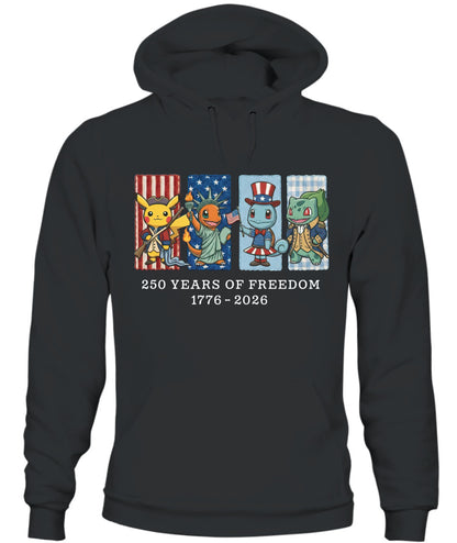 Pokemon 250 Years of Freedom 1776–2026 Patriotic Printed Graphic Quarter-Zip Sweatshirt, Hoodie Sweatshirt T-Shirt