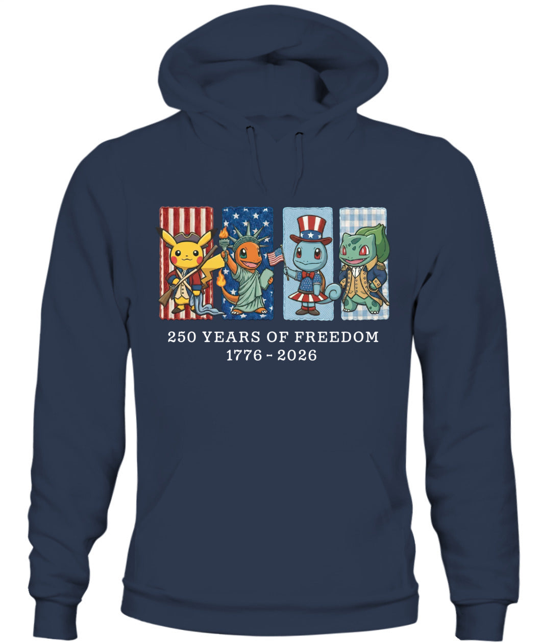 Pokemon 250 Years of Freedom 1776–2026 Patriotic Printed Graphic Quarter-Zip Sweatshirt, Hoodie Sweatshirt T-Shirt