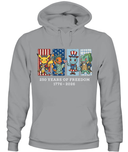 Pokemon 250 Years of Freedom 1776–2026 Patriotic Printed Graphic Quarter-Zip Sweatshirt, Hoodie Sweatshirt T-Shirt