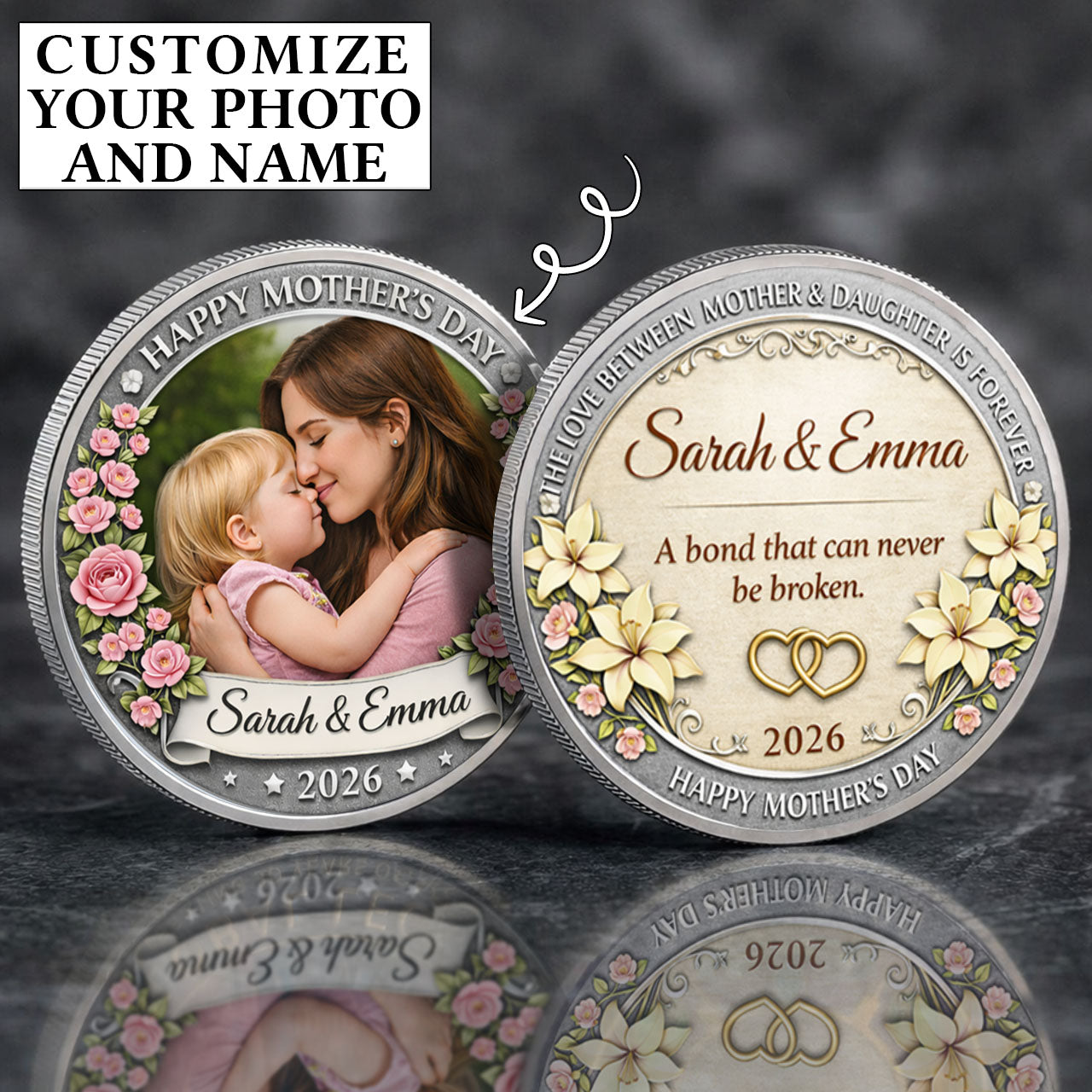 Mother's Day The Love Between Mother & Daughter Printed Commemorative Coin