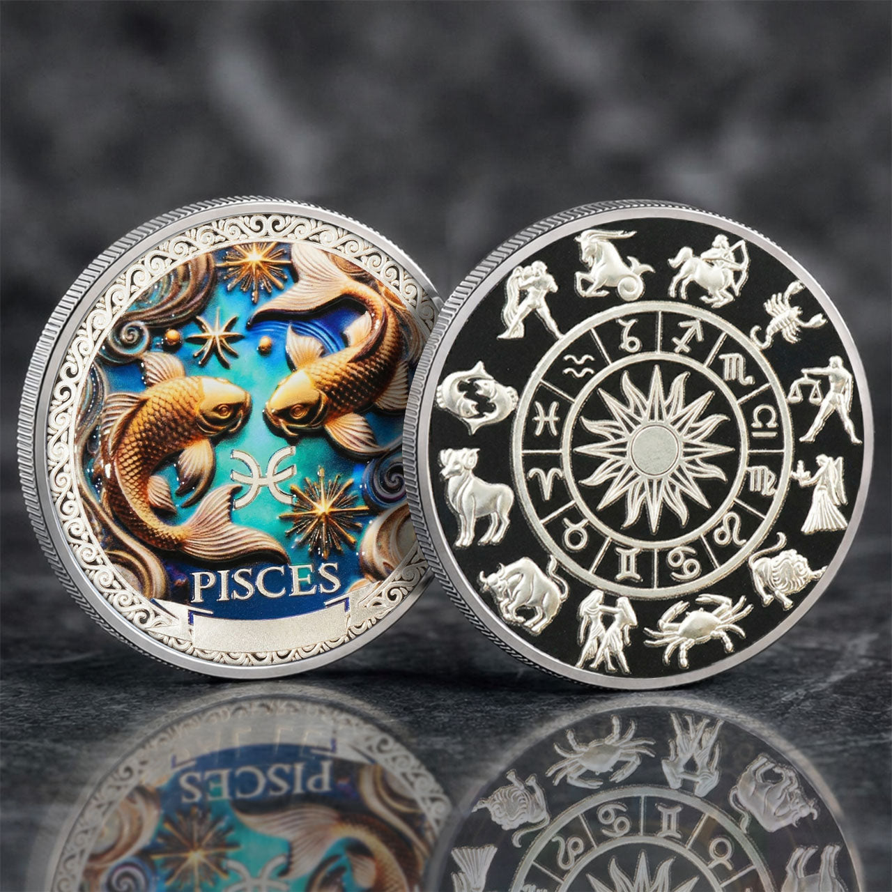 Tarot Zodiac Pisces Sign Printed Commemorative Coin