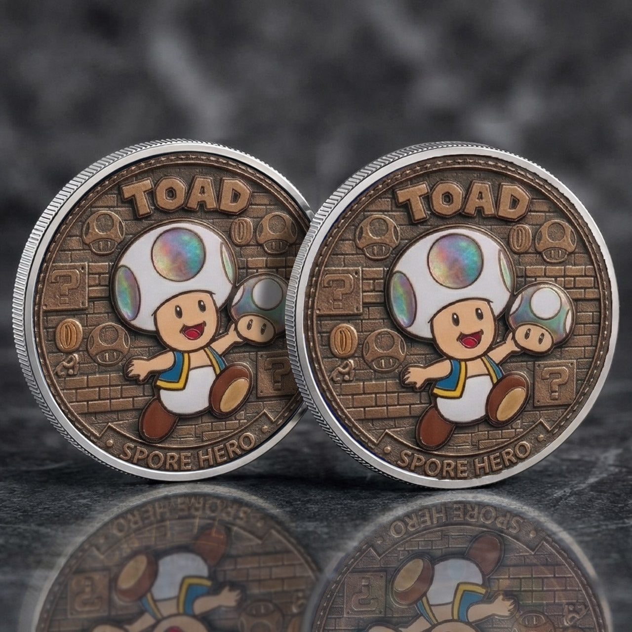 Toad Spore Hero Mario Printed Commemorative Coin