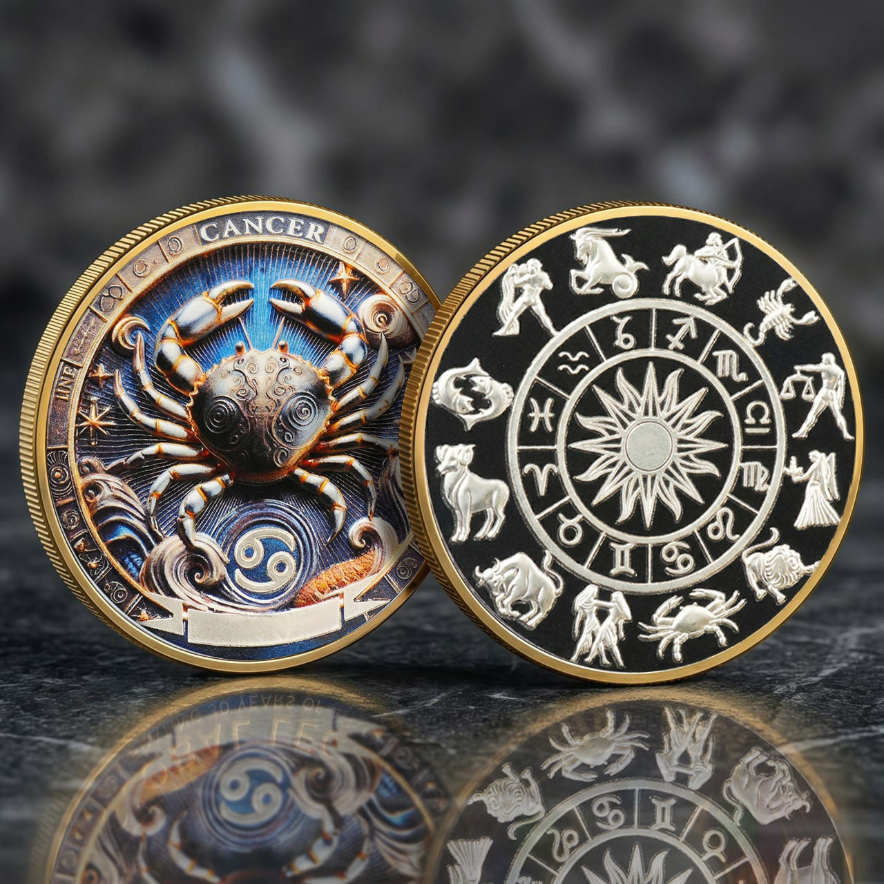 Tarot Zodiac Cancer Sign Printed Commemorative Coin