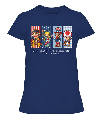 Mario 250 Years of Freedom 1776–2026 Patriotic Printed Graphic Hoodie Sweatshirt T-Shirt