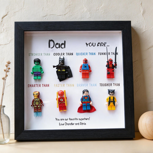 Personalized Superhero Minifigure Frame Best Dad Gift