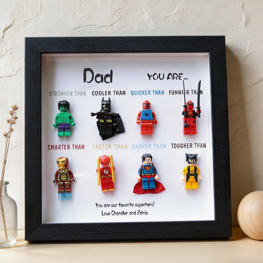 Personalized Superhero Minifigure Frame Best Dad Gift
