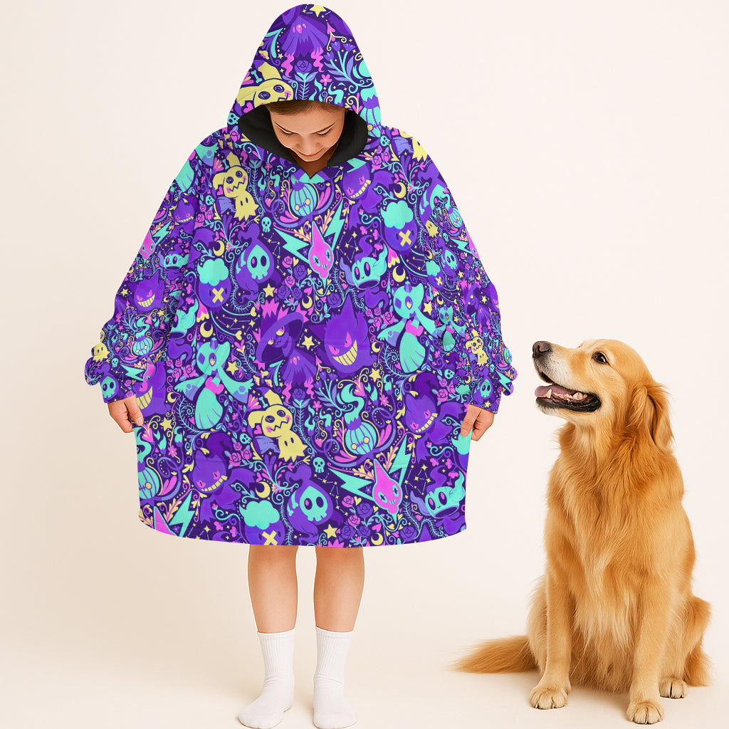 Anime PKM Ghost Seamless Pattern Custom Blanket Hoodie