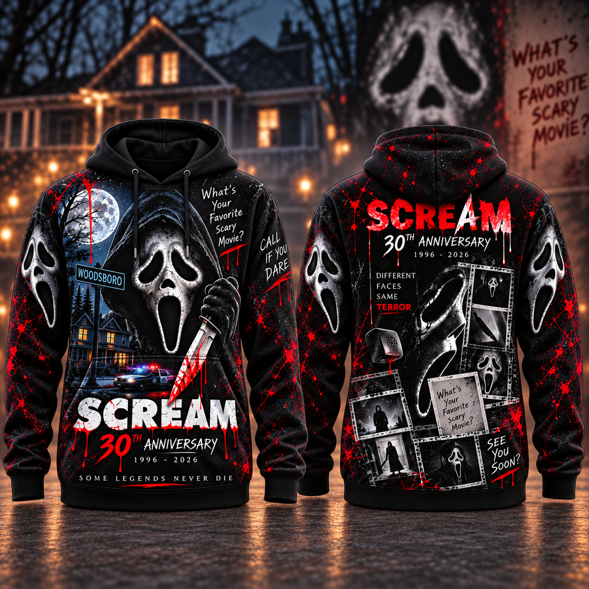 Scream 30th Anniversary AOP T-Shirt Sweatshirt Hoodie