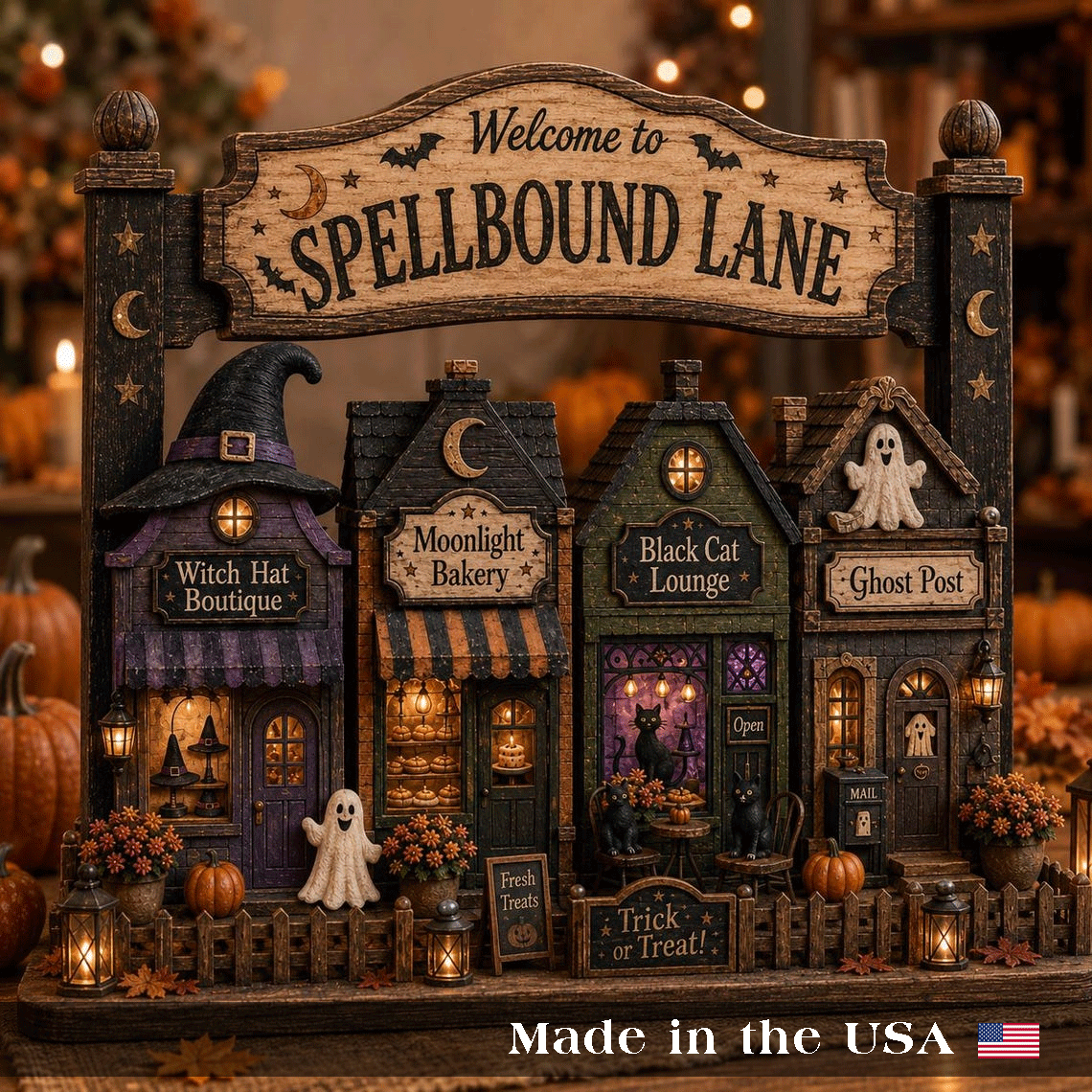 Personalized Halloween Haunted House Custom Title 3-Layer Wooden Block