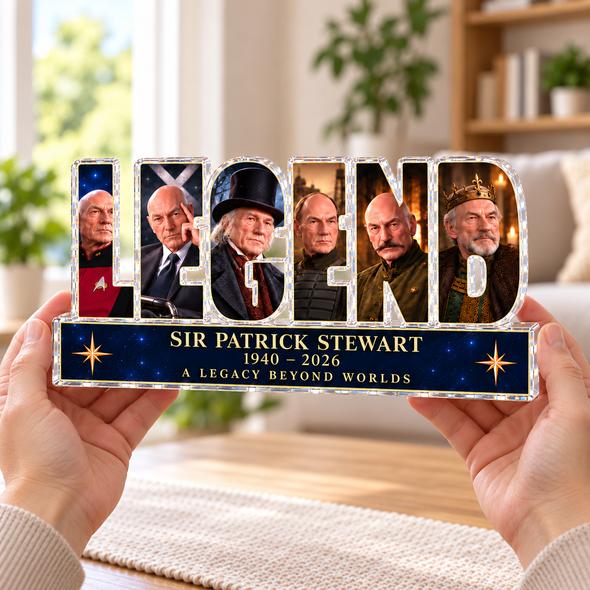 Sir Patrick Stewart LEGEND Memorial Acrylic Plaque, 1940–2026 Tribute